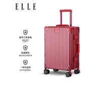 ELLE Luggage Female Aluminum Frame Suitcase Trolley Case 80cm Durable Small Carrying Case Durable Lu