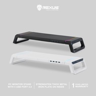 Monitor Stand holder rexus metal rgb with usb A 3.0 hub trant fp-03 fp03 - Desk laptop led tv Pc Aio imac