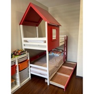 Bunk bed, Solid Wood Bunk bed, ,Solid Wood Double Decker Bedframe, Kids &amp; Adult  Bed, katil 2 tingkat kanak kanak