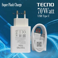 Charger TECNO 45W 70W Original POVA 5 6 7 Pro Ultra Slim 4G 5G Curve 2 Super Fast Charge TYPE C