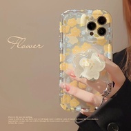 Yellow Flower Glitter Bracket i15pro i14pro i13 i12pro max i11 Phone Case iphone Casing iPhone 11 12