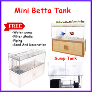 Mini Fish Tank Aquarium Betta Tank Guppy acrylic Sumb Tank Filter Media Water Pump