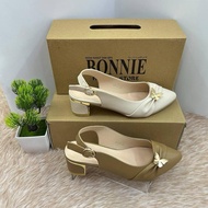 BONNIE KASUT HEELS YD-17 COLOUR BEIGE KHAKI TUMIT 1 INCI SETENGAH
