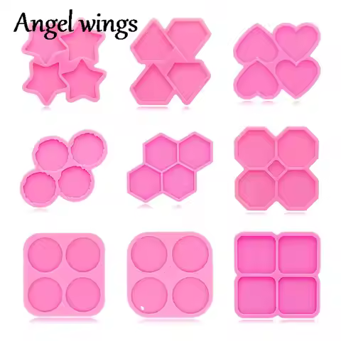 DY1026 1.7in Circle/Square/Hexagon/Octagon/Pentagram/Heart/Diamond Silicone Molds Epoxy Resin Mold f