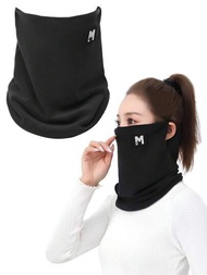 加厚加大的中性冬季口罩,具有頸部保護,適用於騎行、防風暖頸套(黑色)