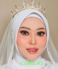 Slayer Murah Akad Veil Atasan pengantin Wanita payet manik manik mutiara Tunangan Kerudung ibu Besan