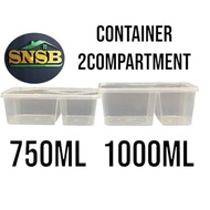 CONTAINER TAKE AWAY  2 COMPARTMENT /750ML/1000ML/DISPOSABLE