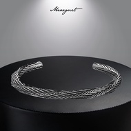 Meaeguet Vintage Bracelet Stainless Steel Bangle for Men Mobius Open Silver Twisted Bangle Adjustable Jewelry