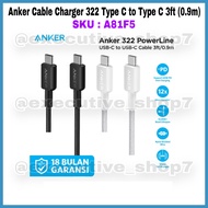 Anker Cable Charger 322 Type C to Type C 3ft (0.9m) - SKU: A81F5 - Official 18 Month Warranty
