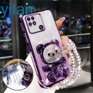 Shockproof phone Case for Redmi 10C four corners anti drop cute 3D colorful bear holder bracket cove