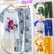 YUZUHA Short Sleeve Long Pants Kids Pyjamas Children Pyjamas Girl Boy Kids Clothing Baju Tidur Perem