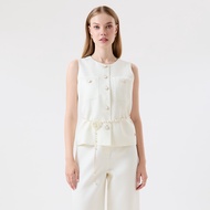 ESPADA เสื้อเบลาส์แขนกุด ผ้าทวีต ผู้หญิง สีไอเวอรี่ | Tweed Sleeveless Blouse | 04874