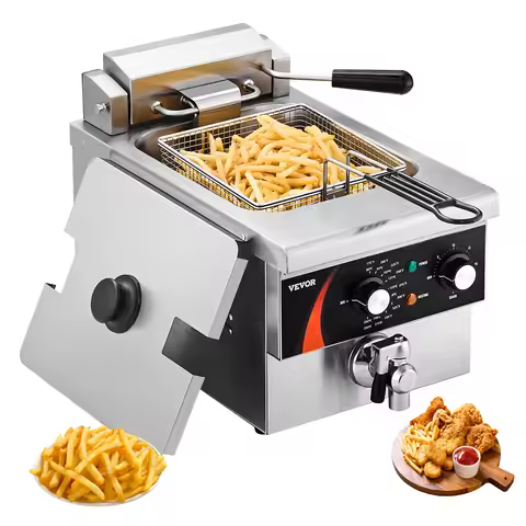 SucceBuy 9Qt /8.5 L Commercial Deep Fryer 1750W Electric Countertop Fryer with Basket Single Tank Oi