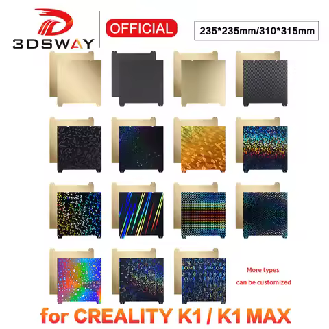 For Creality K1/K1C/K1 Max Build Plate PEI Steel Sheet PET PEO PEY Smooth Heated Bed 235x235mm 310x3