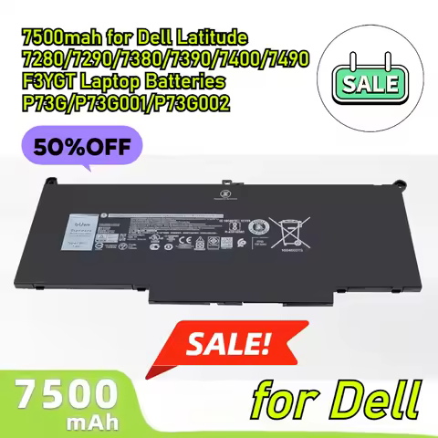 7500mah for Dell Latitude 7280/7290/7380/7390/7400/7490 F3YGT Laptop Batteries P73G/P73G001/P73G002