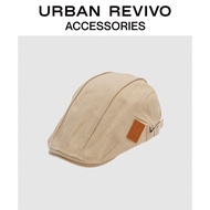 [Ready Stock] URBAN REVIVO2024 Spring New Style Men's Texture Embossed Leather Label Cap UAMA40015