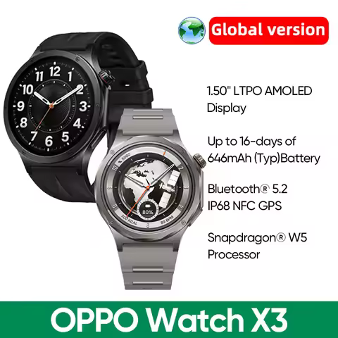 Global Version OPPO Watch X3 Smart Watch 1.50" LTPO AMOLED Display Ultra-Light Titanium Alloy Case 1