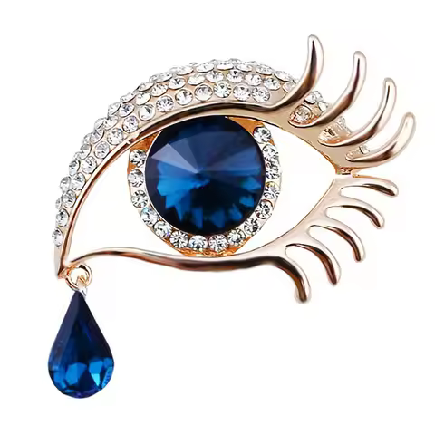 Waterdrop Crystal Eyes Brooches For Women Rhinestone Enamel 4-color Eyes Office Causal Brooch Pins G