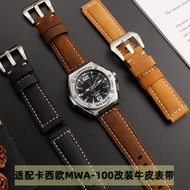 Suitable for Casio Casio Watch MWA-100 Steel Heart Sports Watch Black Samurai Modified Cowhide Watch Strap