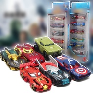 6pcs/set Avengers Car Toys 1:64 Metal Diecast Cars Captain America Hulk Ironman Spiderman Model Kids Toy Car
