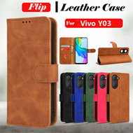 Casing For Vivo Y03 Y03T VivoY03T VivoY03 Y0 3 2024 Flip Leather Phone Case Card Slot wallet Bracket