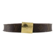 二手LOUIS VUITTON Ceinture Carre 皮帶 M6801，字母帆布，鍍金飾面，西班牙製造，2001 年，LB1001，男士