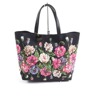 全新未使用 FEILER 手提包，附品牌標誌貼片、皮革提把和花卉印花。有黑色和多色可選。含原廠盒。日本製造。