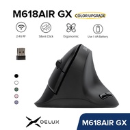Delux M618AIR GX 2.4G Wireless Vertical Mouse Ergonomic MAX 2400 DPI 6 Buttons Silent Click For Smal