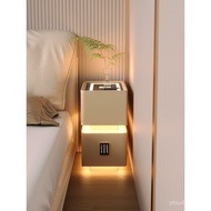 Solid Wood Bedside Table Small Simple Smart Modern 2024 Ultra-Narrow New Ultra-Narrow Bedroom 30cm R