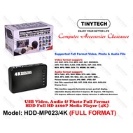 TINYTECH HDD-MP023/4K USB VIDEO AUDIO PHOTO FULL FORMAT HDD FULL HD 2160P MEDIA PLAYER (4K)