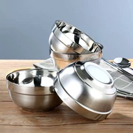 < Stainless Steel Tableware B6E] Large Capacity 304 Platinum Bowl Double-Layer Anti-Scalding Shock-R