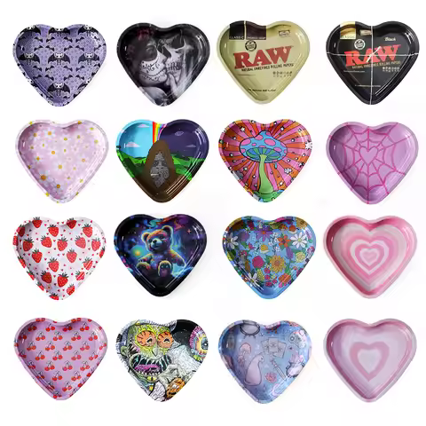 Love-Shaped Cigarette Tray Tobacco Metal Rolling Tray 16.5x18CM Plate Cmoking Smoking Accessories St