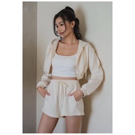 Carrislabelle Axton Buttermilk Cropped Hoodie Zipper Jacket