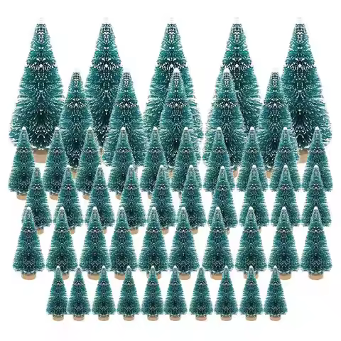 50PCS Miniature Artificial Christmas Tree Small Snow Frost Trees Pine Trees Christmas DIY Decoration