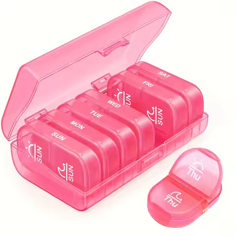 Weekly Pill Organizer 2 Times a Day, AM PM Pill Box 7 Day with One-Side Large Opening Design for Eas