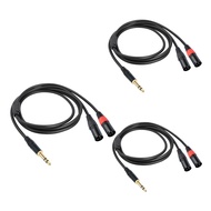 Jack 6.35mm 1/4 TRS Stereo to Double XLR Male Audio Cable Extension Cable Y Splitter Audio Cable