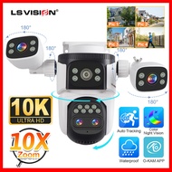 LS VISION กล้องวงจรปิด4เลนส์20MP 10K 10X ระบบ WIFIกล้องรักษาความปลอดภัยสำหรับบ้านติดตามแบบมนุษย์ PTZ