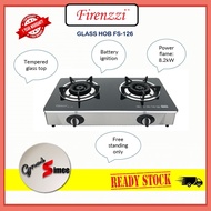 Firenzzi FS-126 FS-148 4.1kWx2 4.2kW + 4.8kW 2 Burner Dual Valve Tempered Cooking Glass Gas Hob FS12