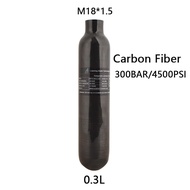HPA 300BAR ถังอากาศสำหรับดำน้ำ0.3L คาร์บอนไฟเบอร์4500PSI ขวดน้ำโซดา CO2ถังเติมลมสำหรับอุปกรณ์ตู้ปลาส