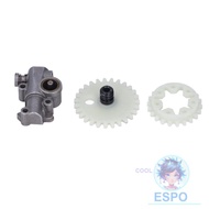 ESPO Chain Saw Oil Pump, Silver Compact Oil Pump Gear, Metal Easy to Install Round Oil Pump Worm Gea