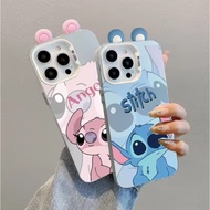 Cute Stitch and Angel IMD Luxury 3D Ears Phone Casing For itel S25 Ultra S23 Plus A90 A80 A70 A60 A5
