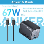Anker Prime 67W USB C Charger, GaN Wall Charger, 3-Port Compact Fast Charger
