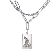 Lemegeton Vintage Double Layered Tarot Necklace Mysterious Astrology Charm Pendant Good Luck Talisma