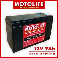 Motolite UPS Battery 12V 7Ah 20hr OM7-12 12 Volts 7 Ampere Rechargeable 12V 7.2Ah 12 Volts 7.2 Ampere Valve Regulated Lead Acid VRLA Battery for UPS, Solar, Toy cars, E-Bike, Emergency Light, Inverter (12 Months Warranty)