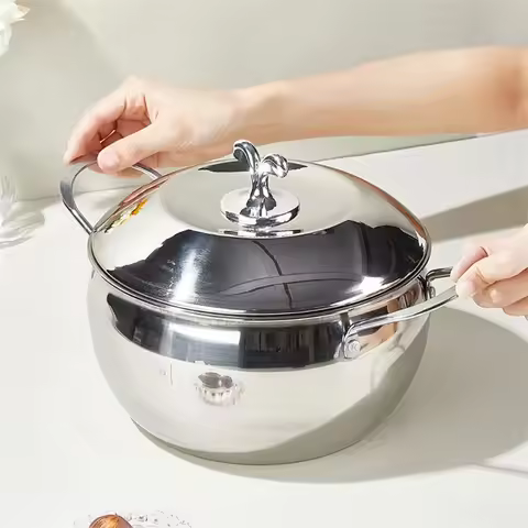 Thickened stainless steel apple pot, soup pot, noodle pot, big belly pot, baby food pot, induction c