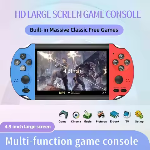 2026 New X7 Handheld Game 4.3 Inch HD Large Screen Classic Game Console Built-in 10000 Games Mini Ha