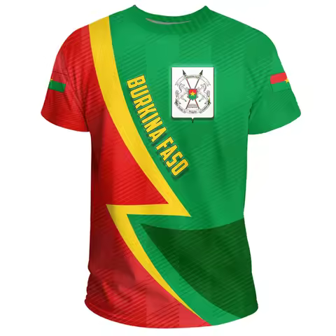Burkina Faso Jersey Men's T-shirt O-Neck Oversized Short Sleeve Clothing 3D Print BF Flag Fitness Fo