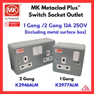 MK Metaclad Plus【1 Gang/2 Gang】Switch Socket Outlet 13A 250V【Including metal surface box】