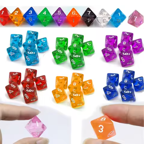 10pcs 10Colors 1-8 number 8 Sided Dice D8 Polyhedral Dice for DND Party Board Table Board Games Dice