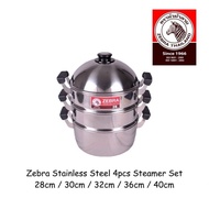100% Original Thailand Zebra Stainless Steel 4pcs Steamer Set - Classic 28cm / 30cm / 32cm / 36cm / 